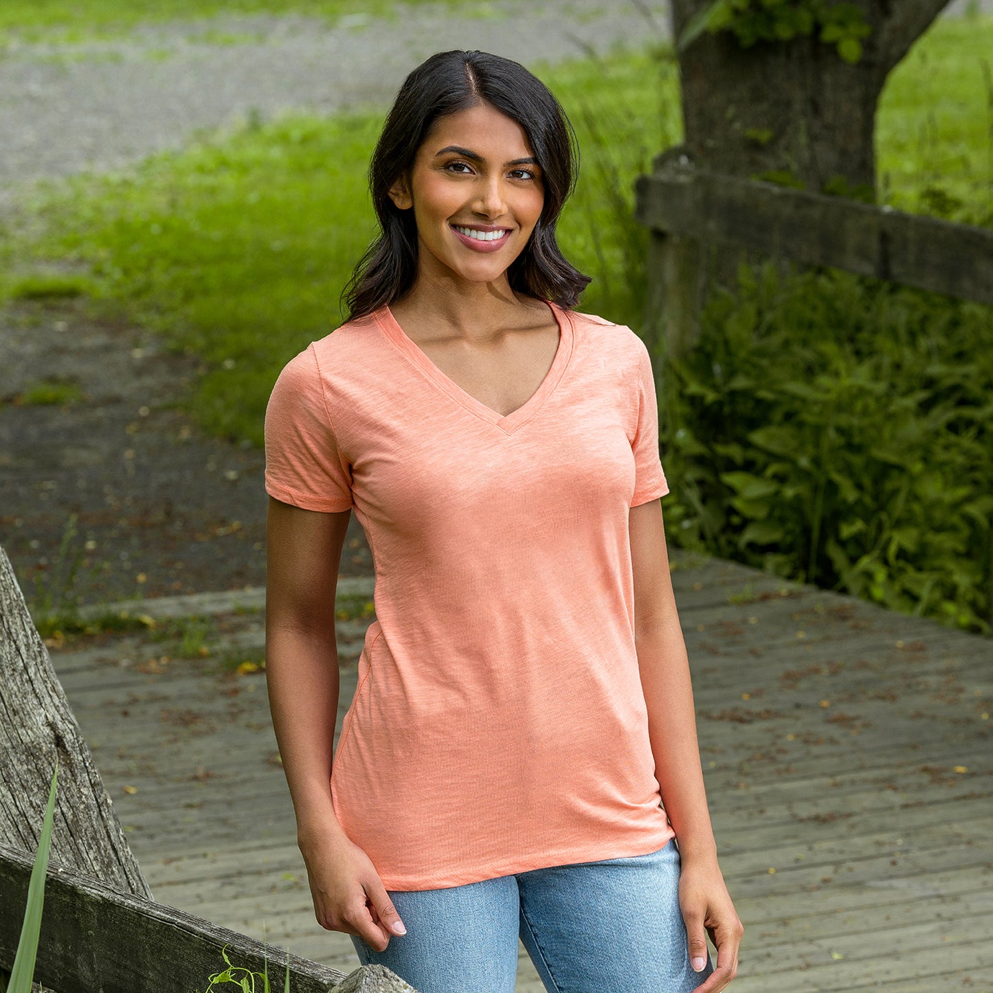 Vera Ringspun Slub V-Neck Tee