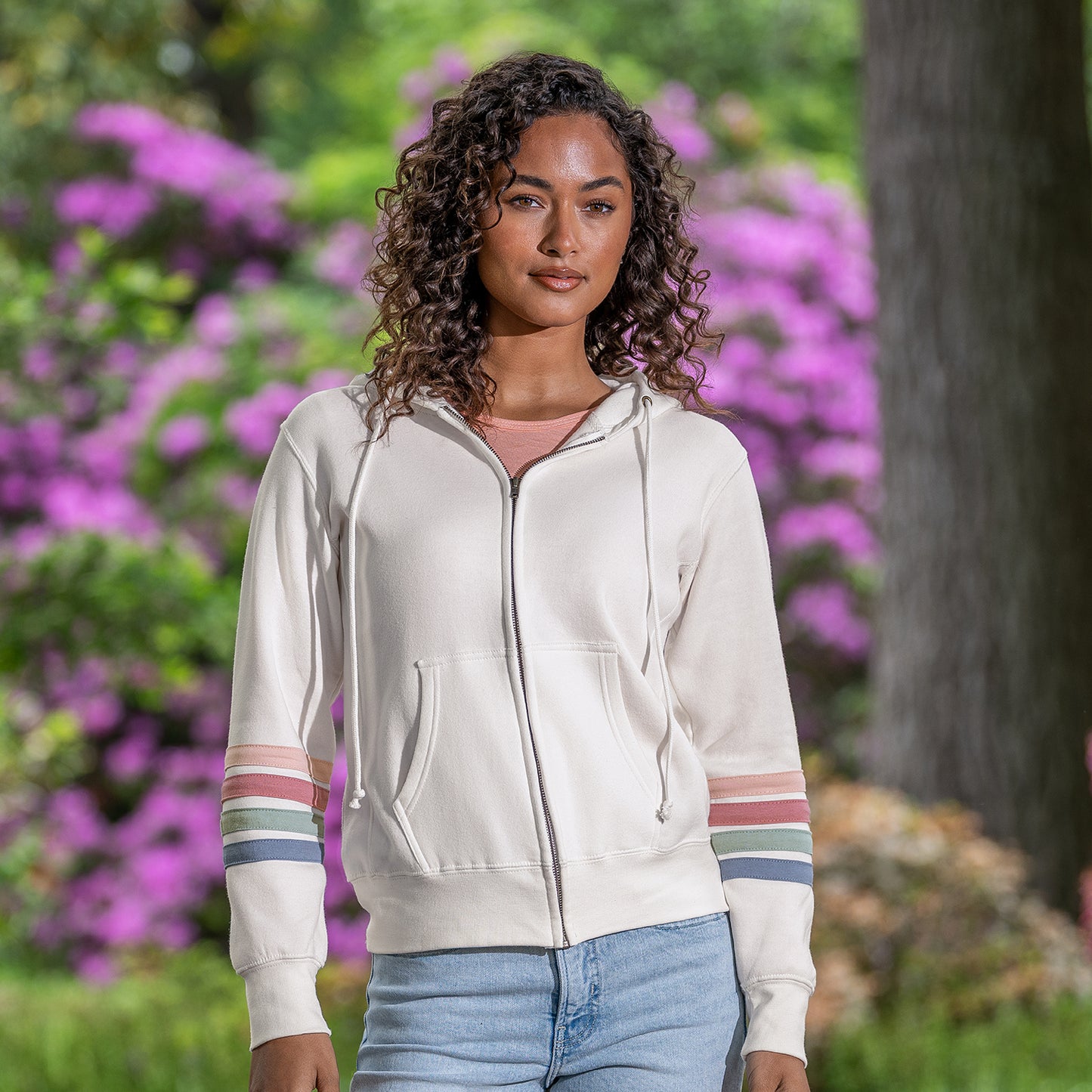 Ladies Naamah Stripe Sleeve Full Zip